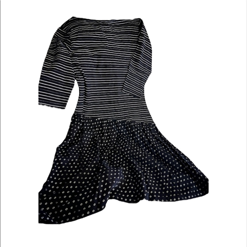Outlander vintage knit dress black and white design asymmetrical skirt szL VGUC